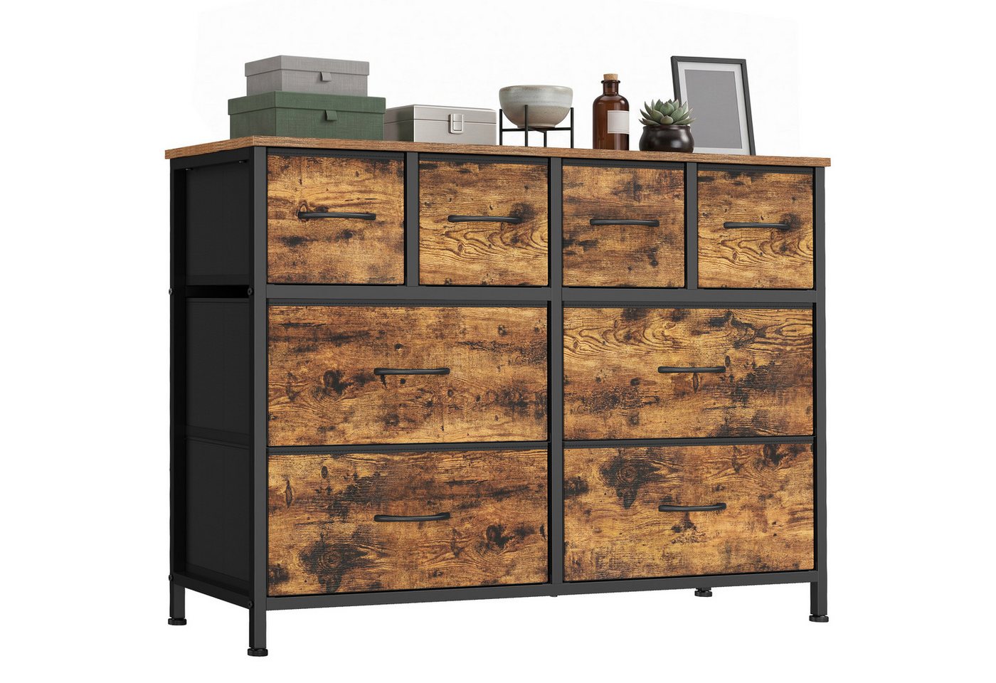 SONGMICS Kommode mit Stoffschubladen, für Schlafzimmer, Wohnzimmer, Flur, Aufbewahrungsschrank mit 8 Schubladen, 98,7 x 30 x 74,7 cm