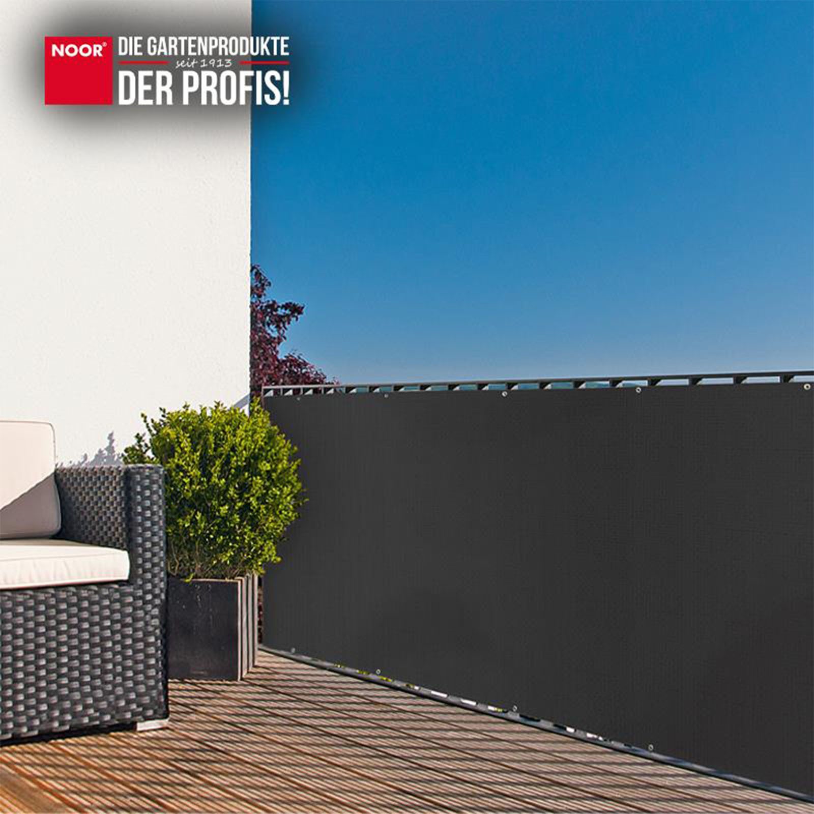 NOOR Balkonsichtschutz Balkonblende mit Ösen blickdichter Sichtschutz für Terrasse und Balkon
