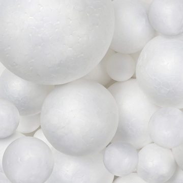 Belle Vous Streudeko Styroporkugeln in 6 Größen (88er-Pack), White Styrofoam Balls (88-Pack) for Crafts & Projects