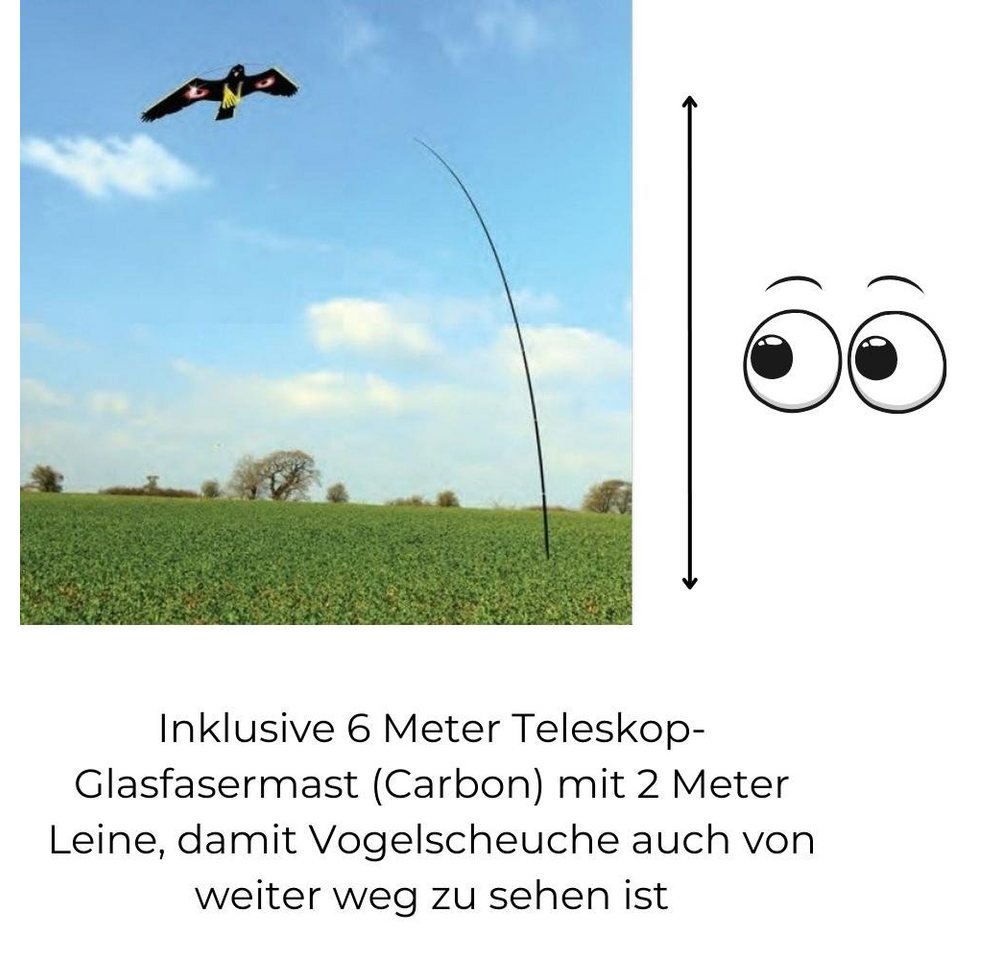 Thumbnail - GarPet Vogel-Schreck Black Hawk Vogelscheuche 6 M Vogelabwehr Vogelschreck Drachen Adler