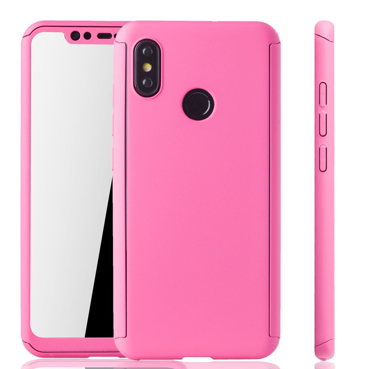 König Design Handyhülle Xiaomi Mi 8, Xiaomi Mi 8 Handyhülle 360 Grad Schutz Full Cover Rosa