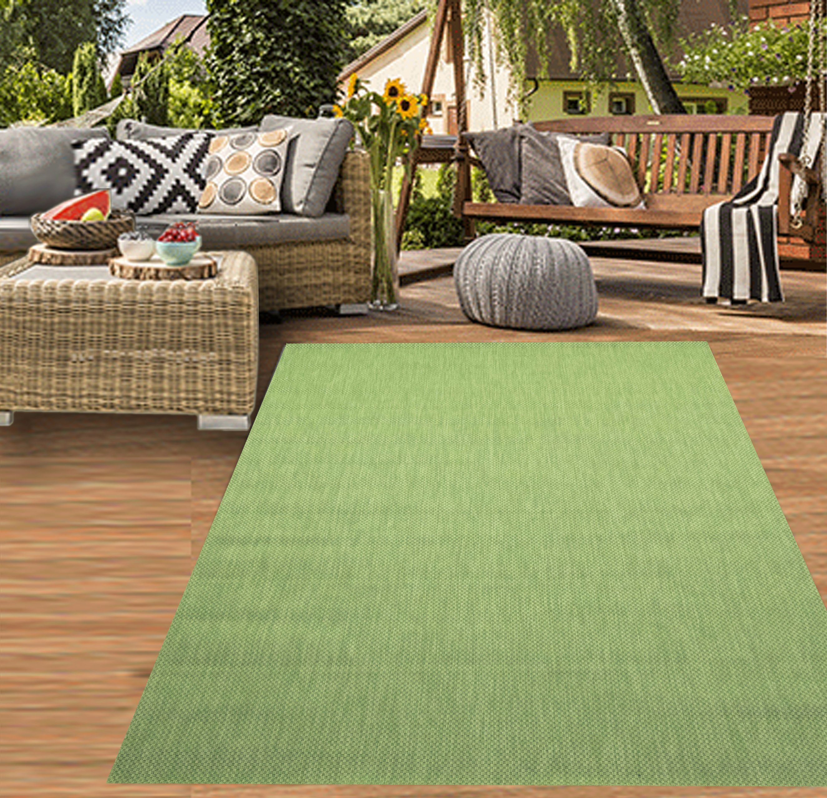 Teppich In- & Outdoor Küche rechteckig, Optik mm Teppich Sisal Unidesign Terrasse 2 grün, Höhe: Teppich-Traum, Wohnzimmer Balkon