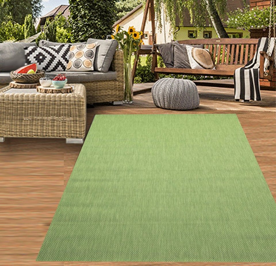 Teppich In- & Outdoor Teppich Sisal Optik Terrasse Küche Wohnzimmer Balkon  Unidesign grün, Teppich-Traum, rechteckig, Höhe: 2 mm