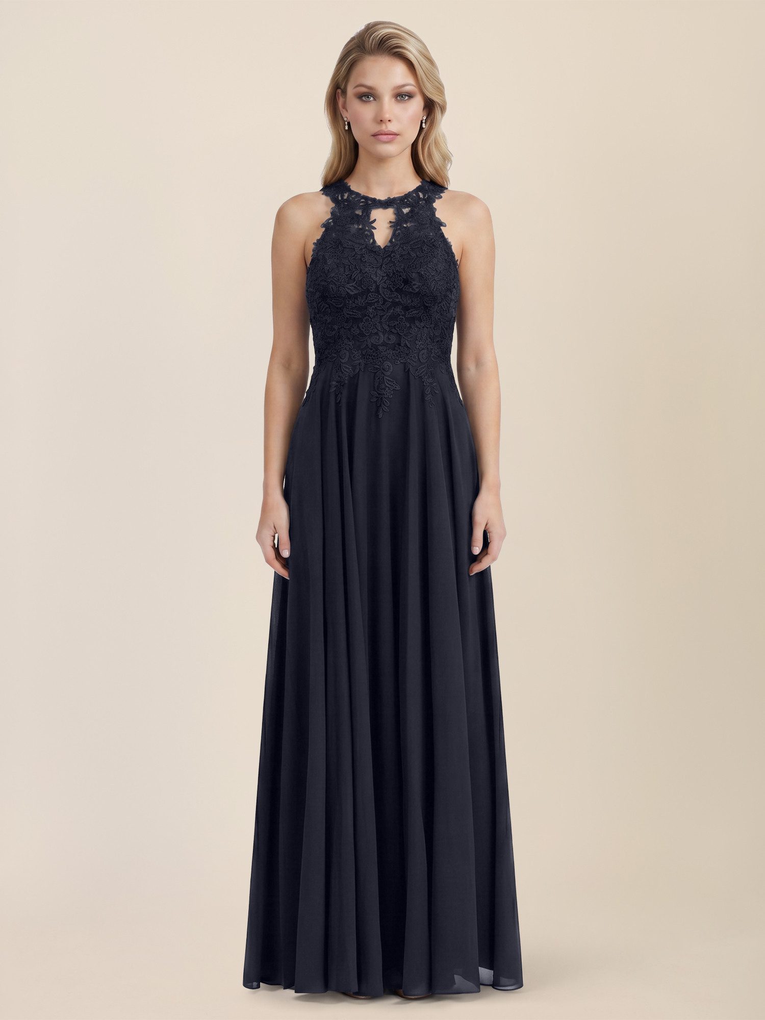 Apart Abendkleid mit floraler Spitze und Chiffon