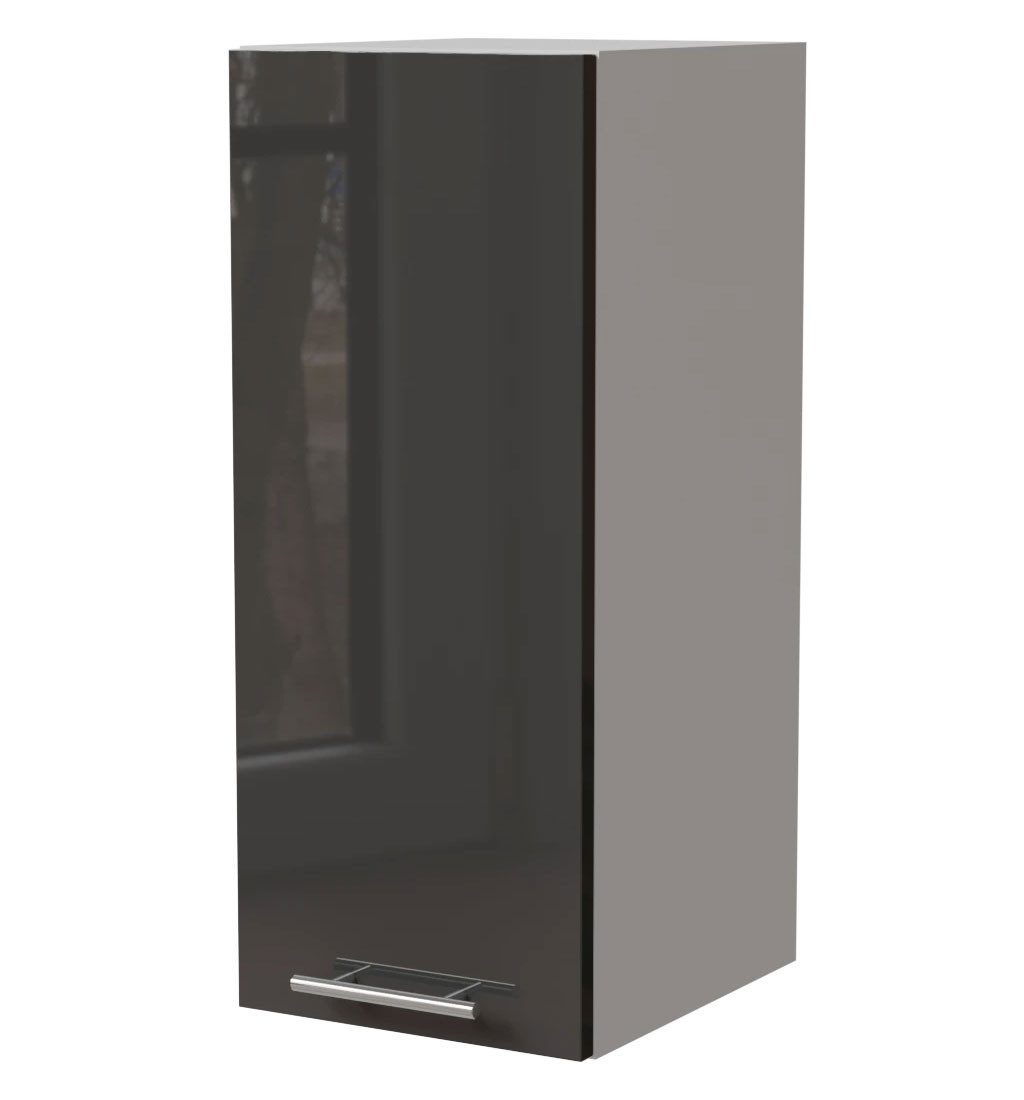 Feldmann-Wohnen Klapphängeschrank Essen (W2/20, 1-türig, 2 Einlegeböden, 1-St., moderne Optik, Acrylfronten mit Glaseffekt) weiß / graphit Hochglanz