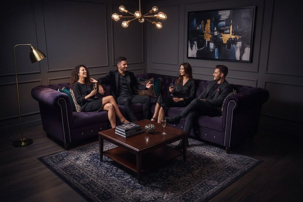 JVmoebel Chesterfield-Sofa Luxus Ecksofa in edlem Stoff mit stilvollem Design, 2 Teile, Made in Europa