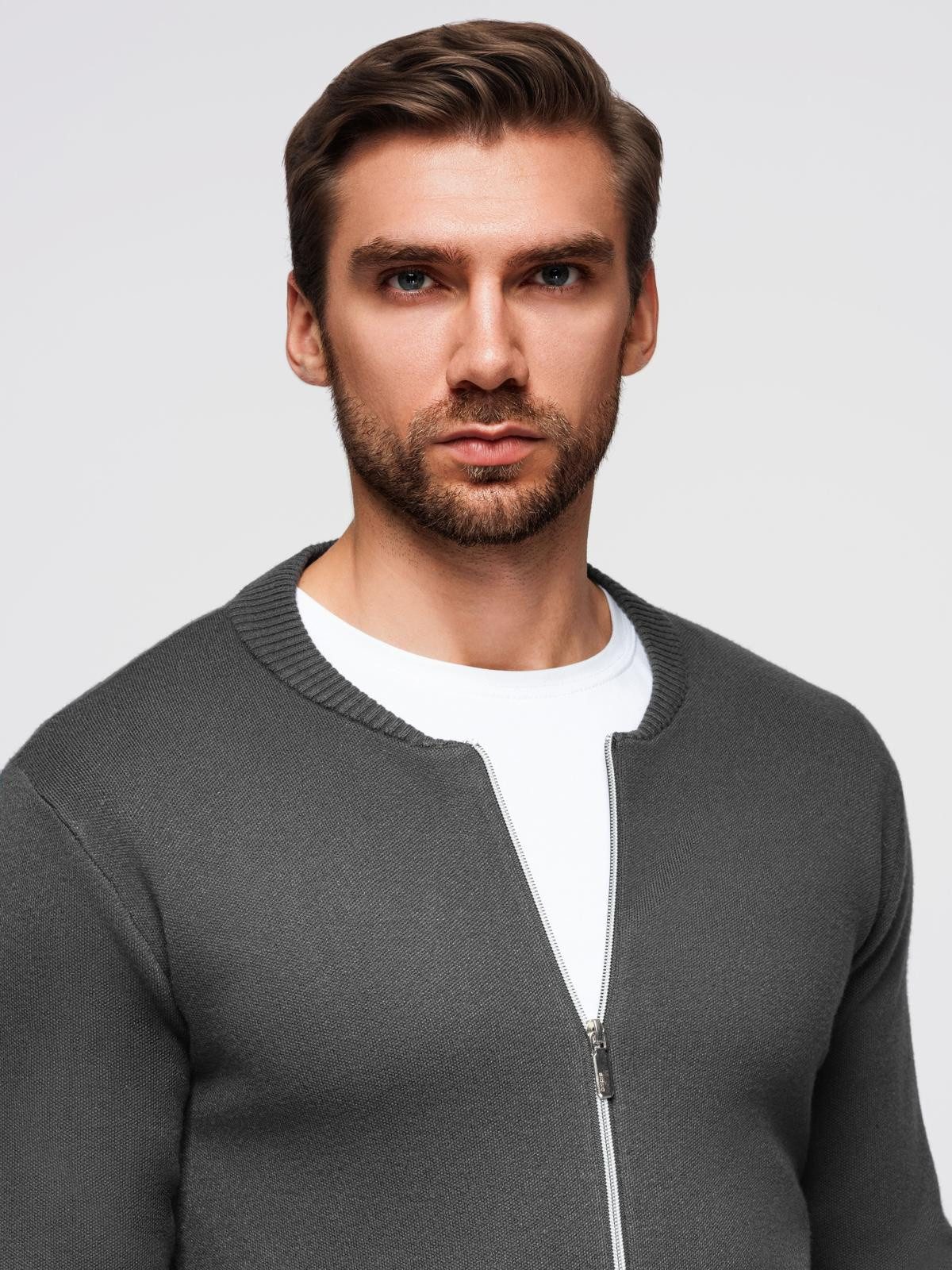 OMBRE Strickjacke Glatte Herrenstrickjacke mit Reißverschluss günstig online kaufen