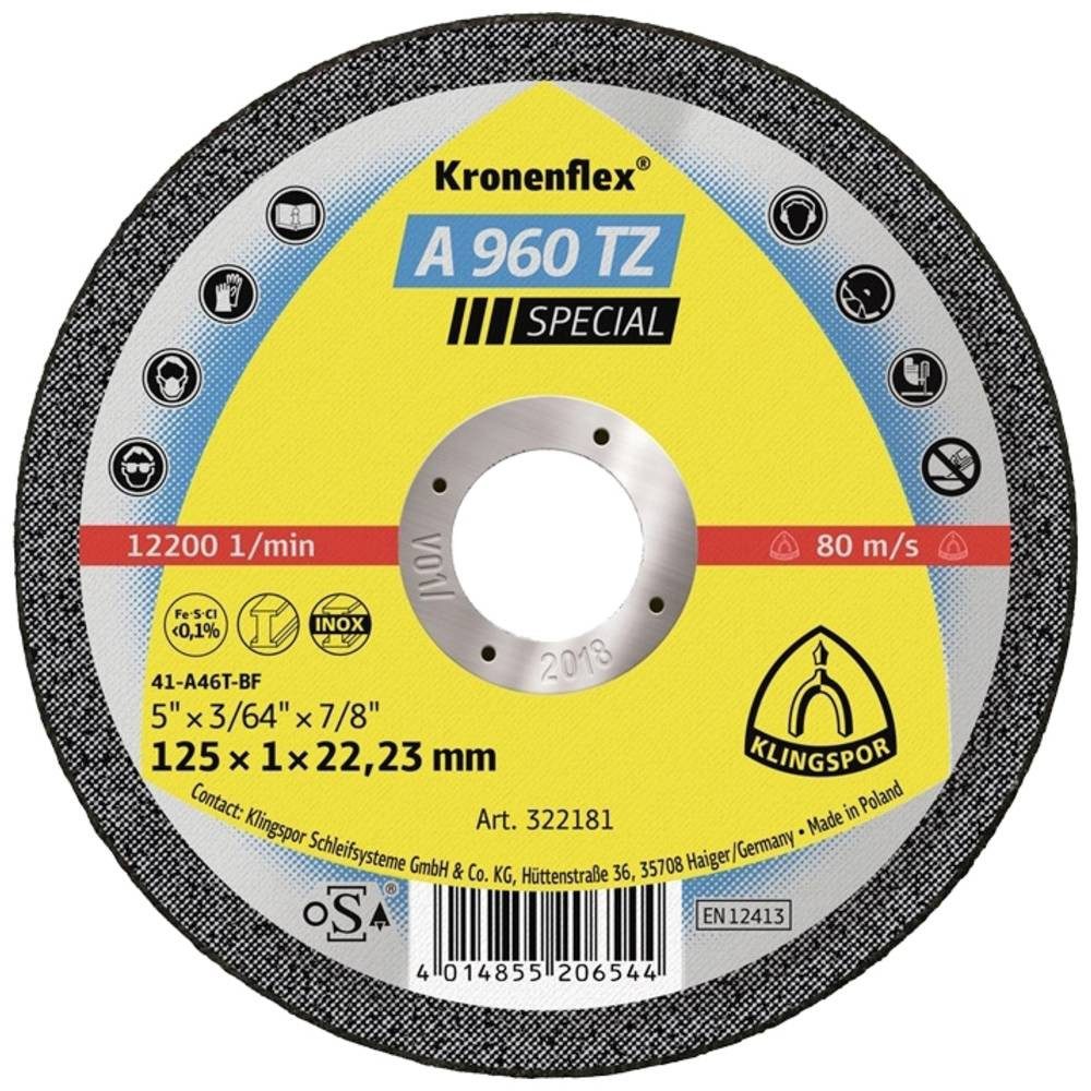 Klingspor Trennscheibe Trennscheibe A 960 TZ Special D125x1mm ger.INOX Bohr.22.23mm 322181