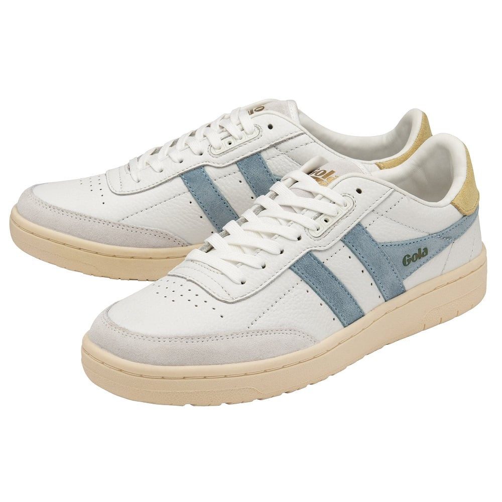 Gola Falcon Leder weiss/eisblau/gelb Damen Sneaker