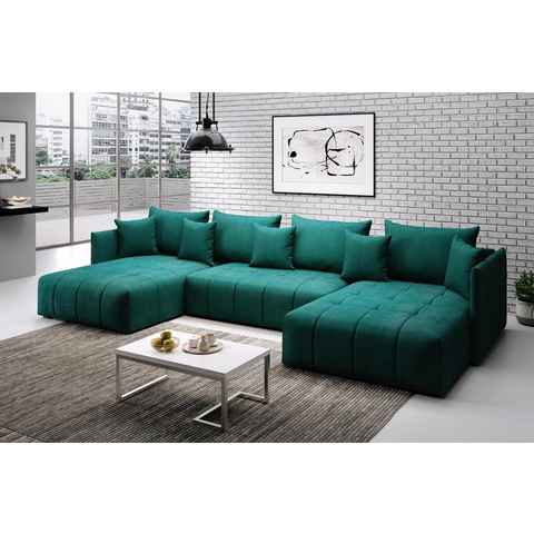 Furnix Wohnlandschaft U-Form-Sofa ANDORE U Wohnzimmersofa mit Schlaffunktion und Bettkasten, Maße 345x93x177 cm, Liegefläche: 136 x 331 cm