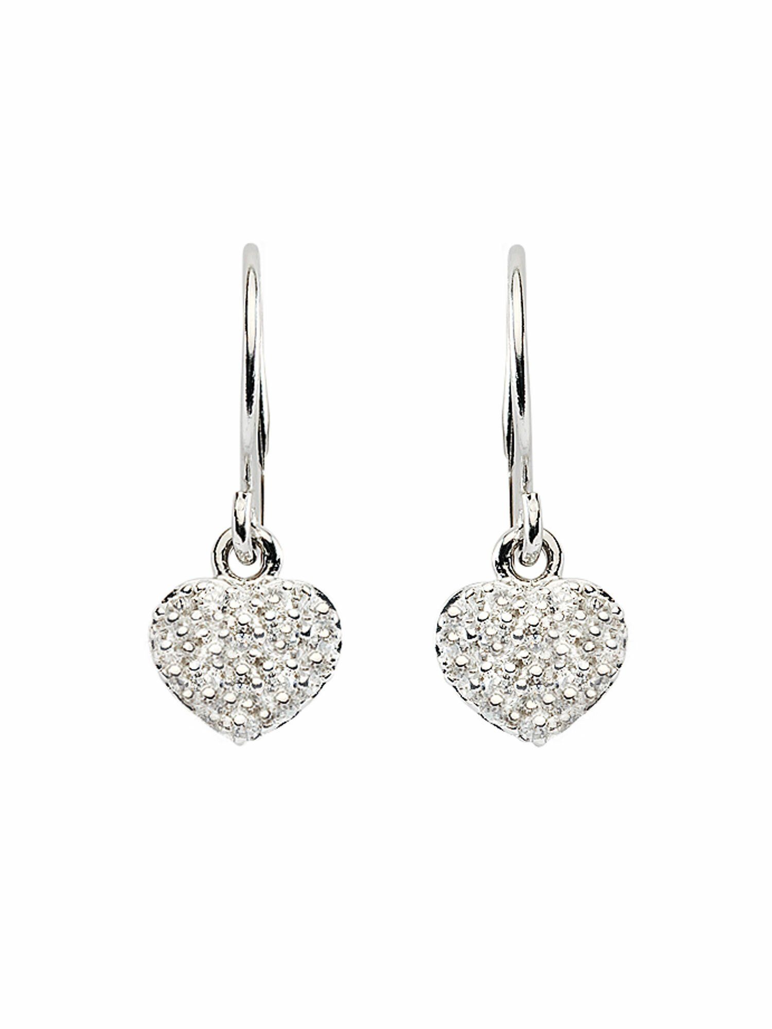 Adelia´s Paar Ohrhänger 925 Silber Ohrringe Ohrhänger Herz mit Zirkonia, mit Zirkonia Silberschmuck für Damen