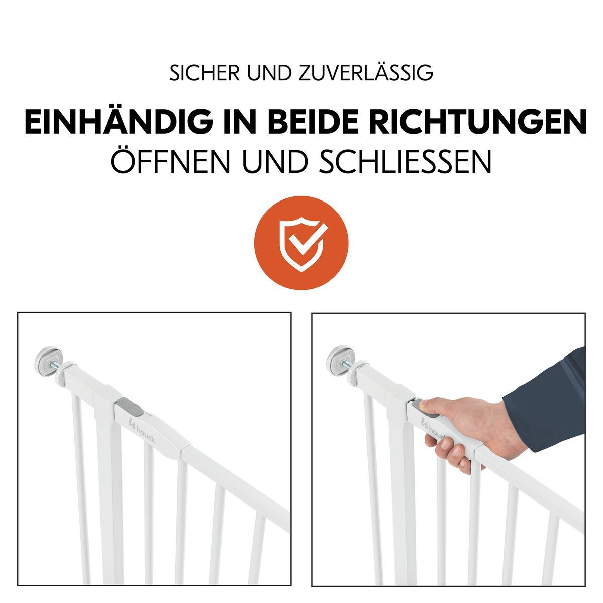 Hauck Türschutzgitter Open N Stop 2 - White, Treppenschutzgitter Set mit Verlängerung & 3x Klemmschutz ohne Bohren