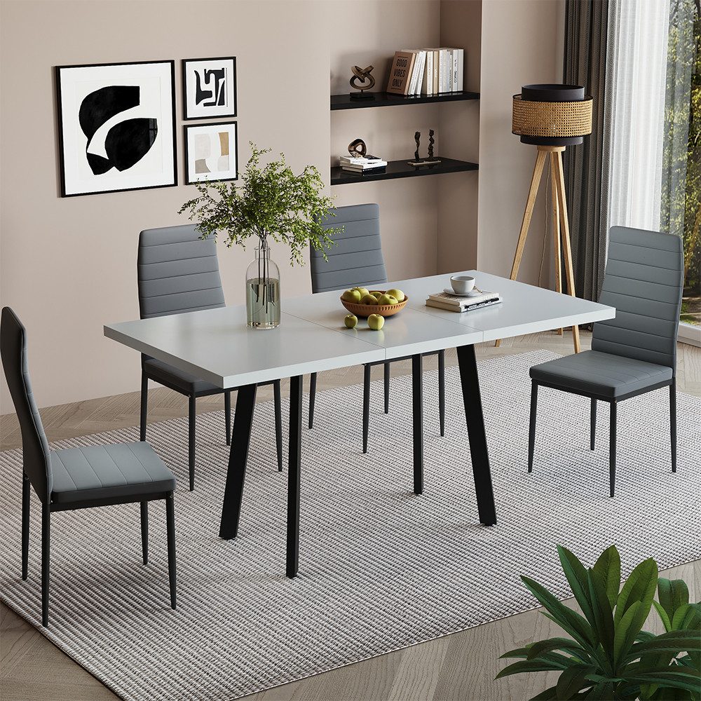 Vicco Esstisch Tisko, Weiß/Schwarz, 160 x 80 cm mit erweitbarer Tischplatte günstig online kaufen