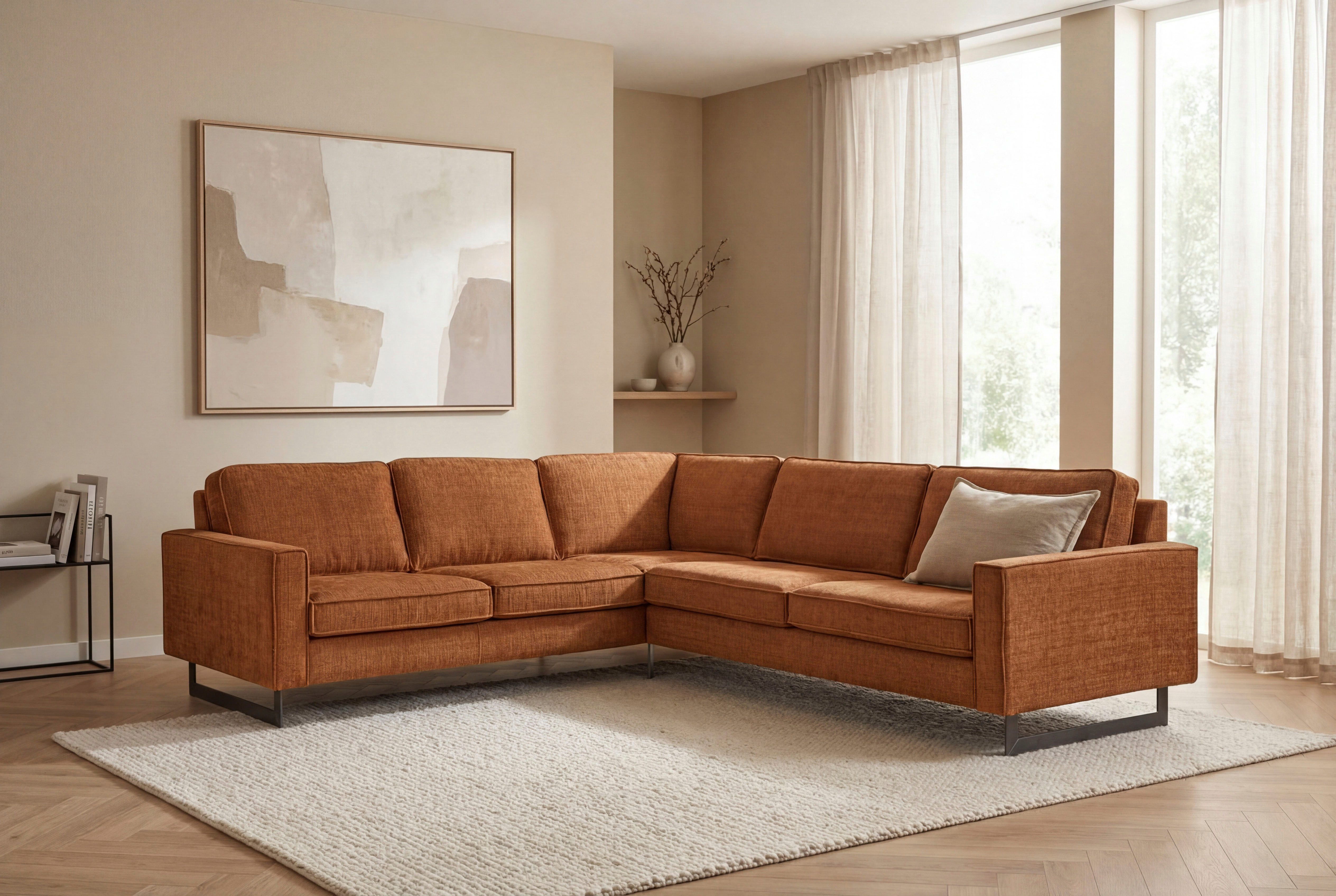 Home affaire Ecksofa Pinto, XXL, 250/290 cm, langer Schenkel, Ottomane, Cord, Chenille, Lederoptik, mit Keder, Metallfüße, Wellenunterfederung