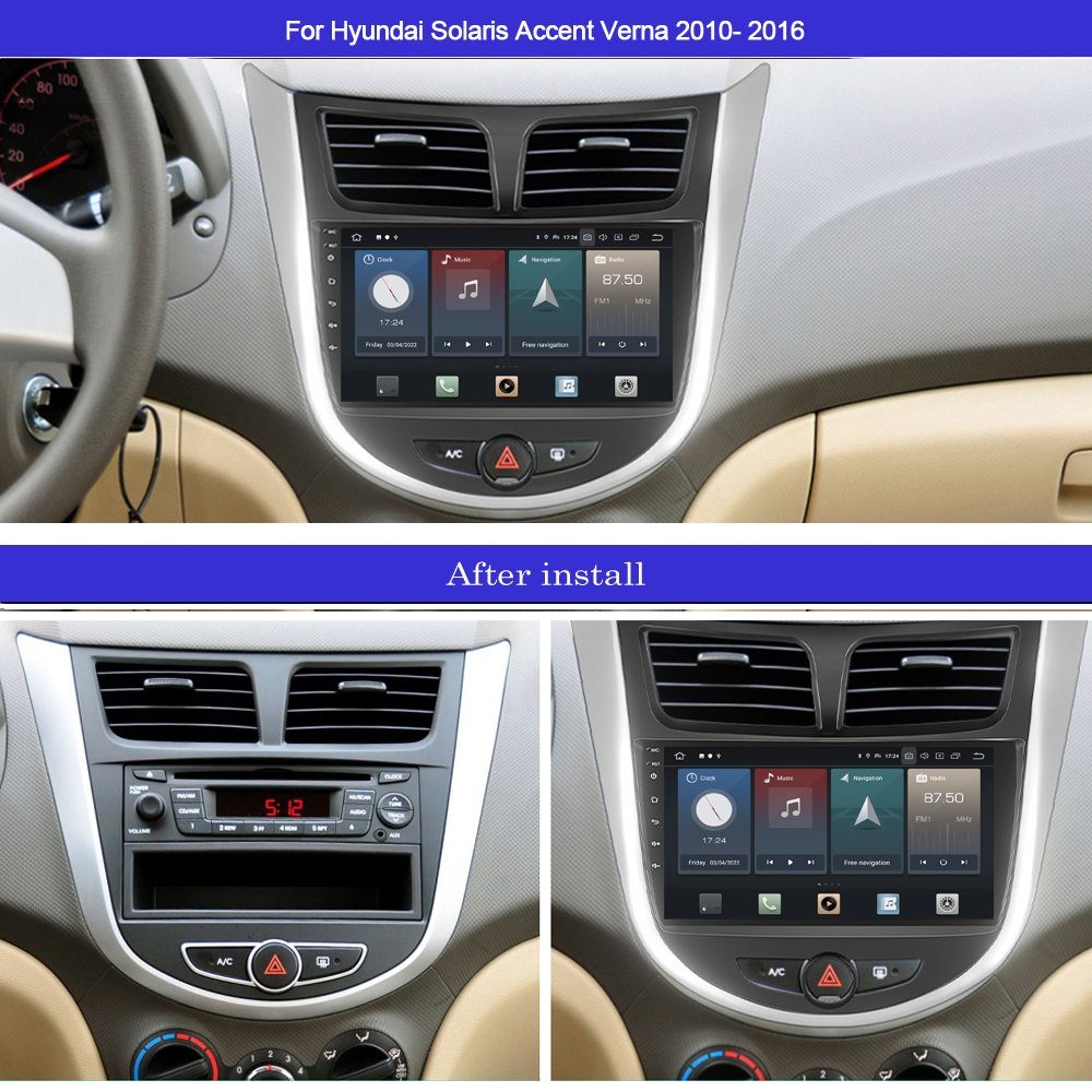 TAFFIO Für Hyundai Solaris Accent Verna 9" Touch Android Radio GPS CarPlay Einbau-Navigationsgerät