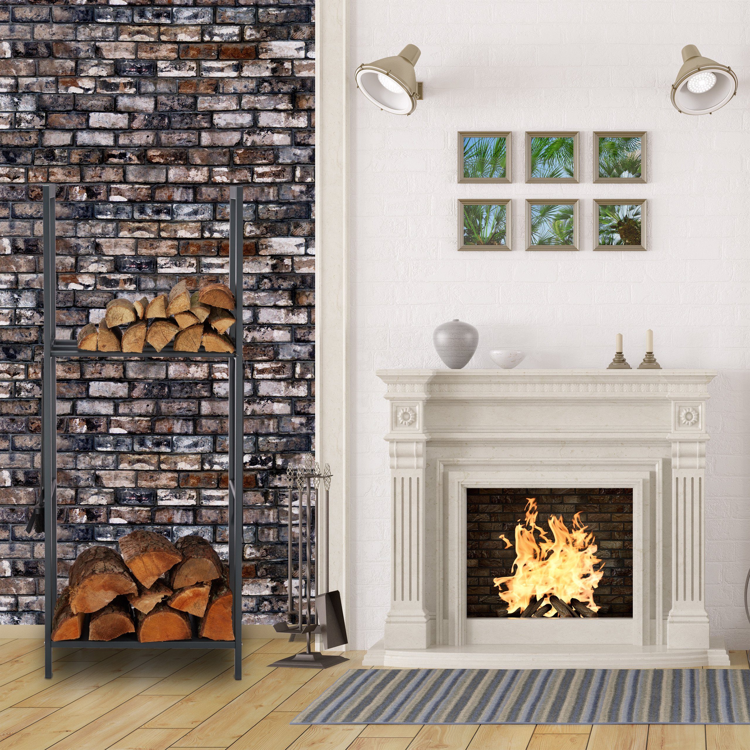 relaxdays Kaminholzregal mit 2 Ablage, BxTxH:40x30x150 cm, 150 x 40 x 30 cm günstig online kaufen