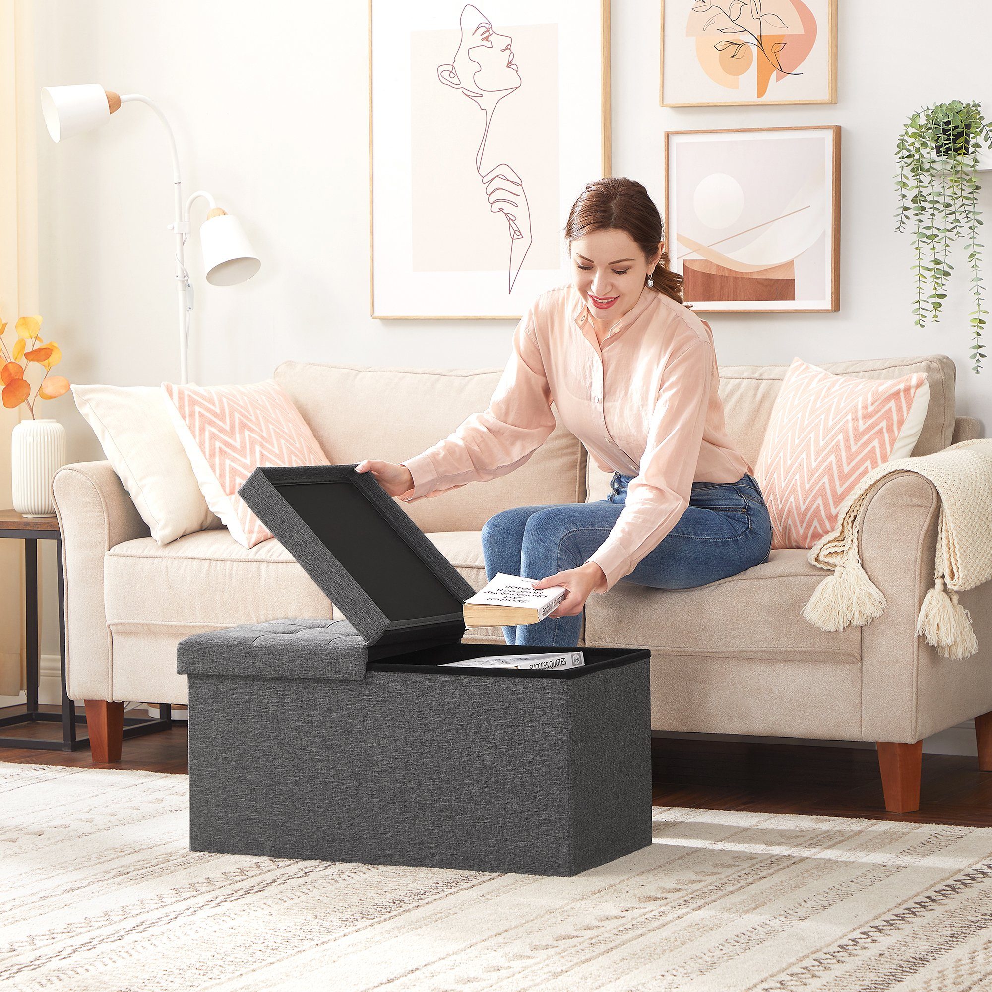 SONGMICS Sitzhocker sitzhocker, Sitzbank mit Stauraum, Sitztruhe mit Klappd günstig online kaufen