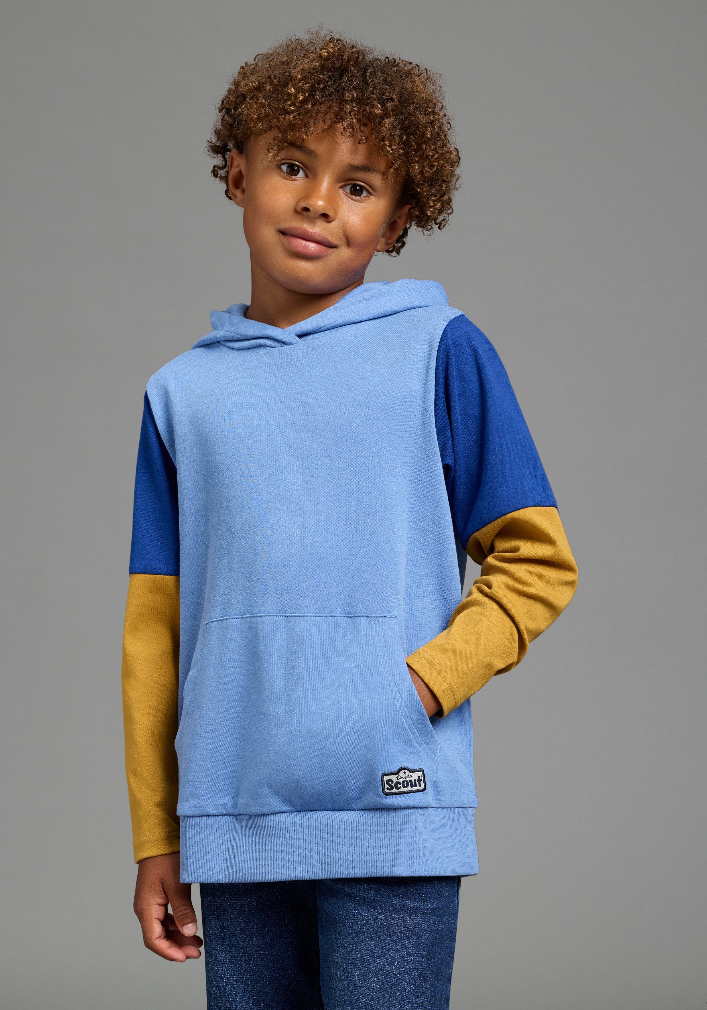 Scout Kapuzenshirt Shirt in colorblocking Design - NEU von SCOUT Kapuzenshirt mit kontrastfarbigen Ärmeln, mit Kängurutasche