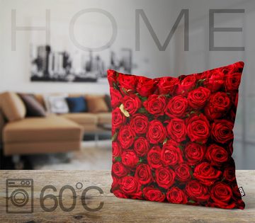 Kissenbezug, VOID (1 Stück), Sofa-Kissen Rote Rosen Liebe Strauß Blumen Blumenstrauß Valentinstag Geschenk Muttertag Garten Blüten romantisch verliebt Hochzeit Jahrestag