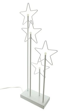 Dekoleidenschaft LED-Dekofigur "Sterne" weiß mit 4 Lichtern, 60 cm hoch, Weihnachtsdeko, Leuchtdeko, mit Timerfunktion, Fensterdeko, Tischdeko, Weihnachtsschmuck