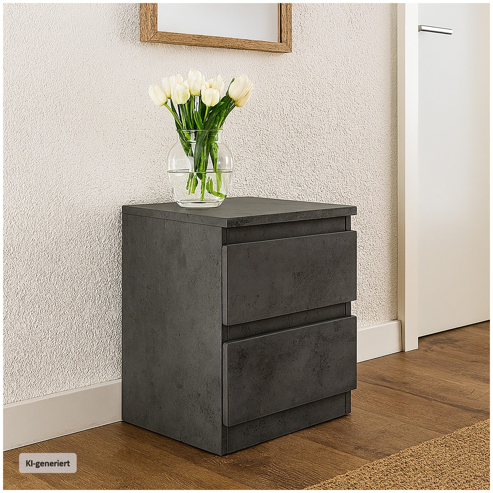HTI-Living Nachtkommode Nachtkommode mit 2 grifflosen Schubladen (1 Stück, 1 St., 1 Nachtkommode), Nachtschrank Nachttisch