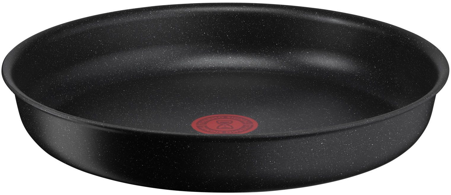 Tefal Pfannen-Set Ingenio Black Stone, Pfannenset abnehmbarer Griff, antihaftversiegelt, Aluminium (Set, 3-tlg., 2x Pfannen Ø 24/28 cm, 1x abnehmbarer Griff, Made in France), stapelbar, platzsparend, einfache Reinigung, Induktion, L39990