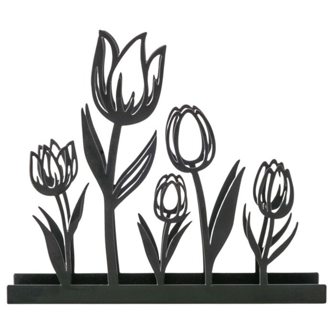 BOLTZE Serviettenhalter mit Metallblumen schwarz, metall