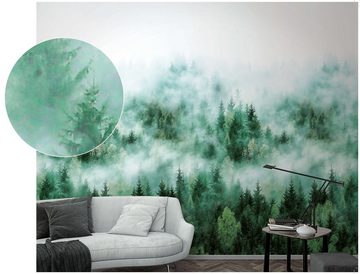 Newroom Vliestapete, [ 2,7 x 1,59m ] großzügiges Motiv - kein wiederkehrendes Muster - nahtlos große Flächen möglich - Fototapete Wandbild Wald Baum Nebel Made in Germany