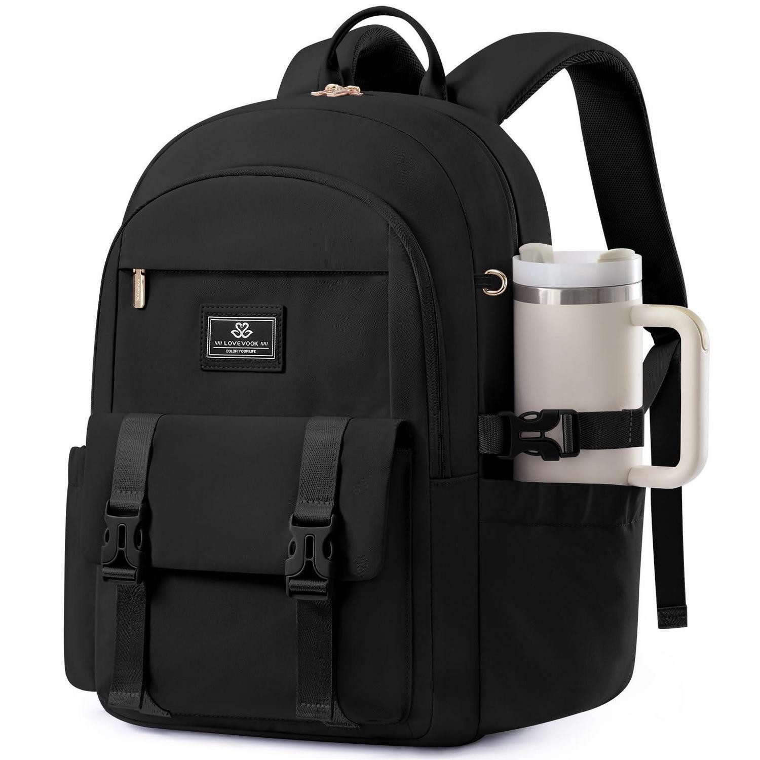 LuxusKollektion Schulrucksack Rucksack Damen Laptop Schwarz 15.6"