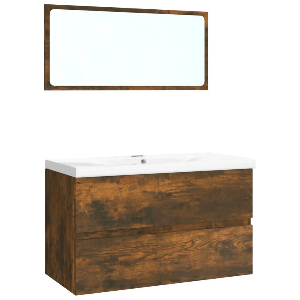 vidaXL Badezimmer-Set Badmöbel-Set Räuchereiche Holzwerkstoff, (1-St) günstig online kaufen