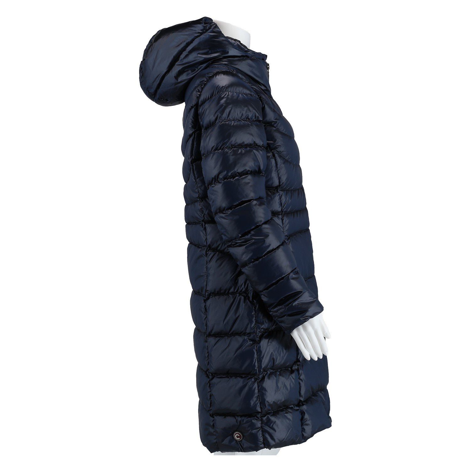 Colmar Daunenmantel in changierender Optik mit Krageneinsatz und fester Kapuze navyblau