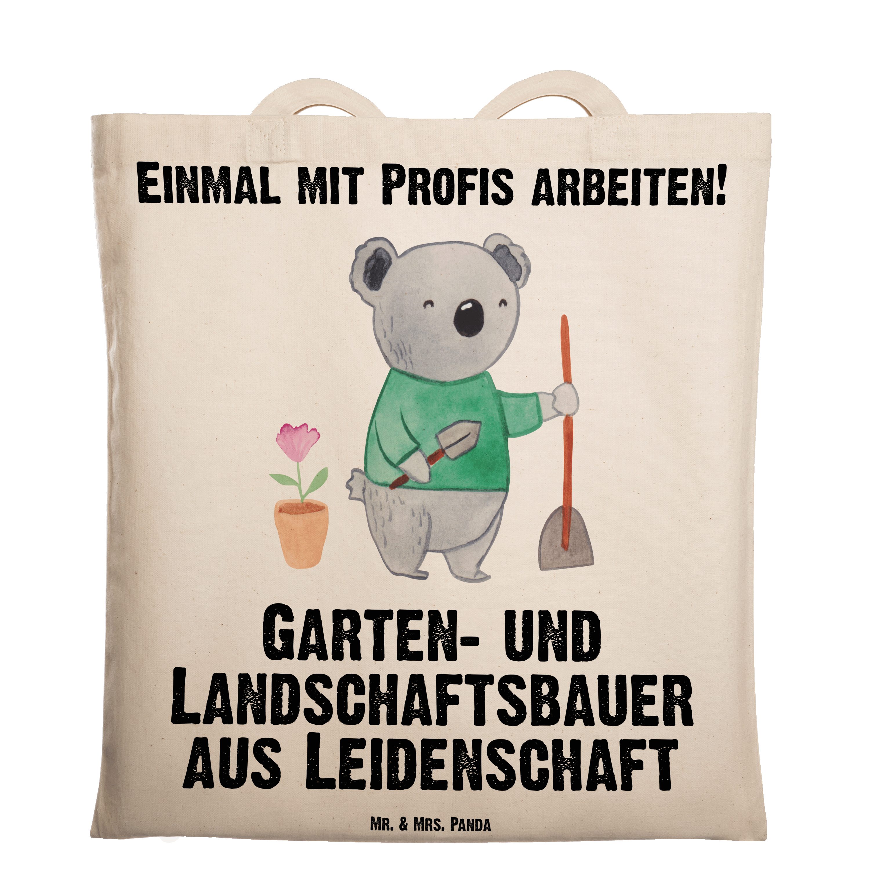 Mr. & Mrs. Panda Tragetasche Garten- und Landschaftsbauer aus Leidenschaft - Transparent - Geschen (1-tlg) | Canvas-Taschen