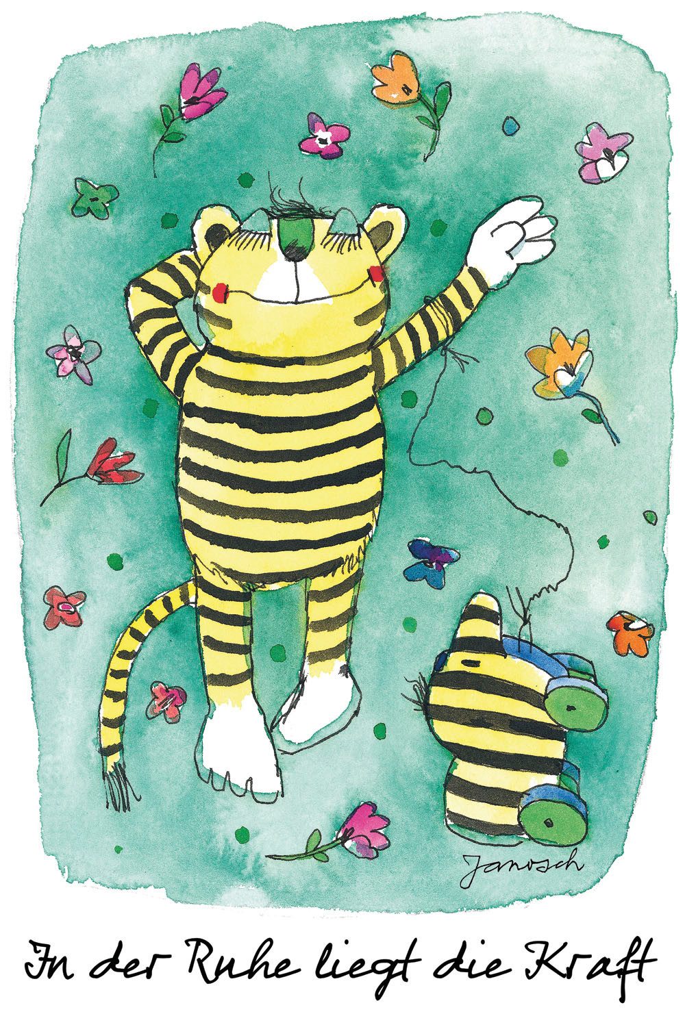 LuckyLinde Leinwandbild Der kleine Tiger - In der Ruhe..., Blumen, Ente, Enten, Figuren, Filmfiguren, Liebessprüche, Motivationsbilder, Natur, Schriftzug, Sprüche, Tiere, Tiger, little star (1 St), Exklusive JANOSCH Kindermotive