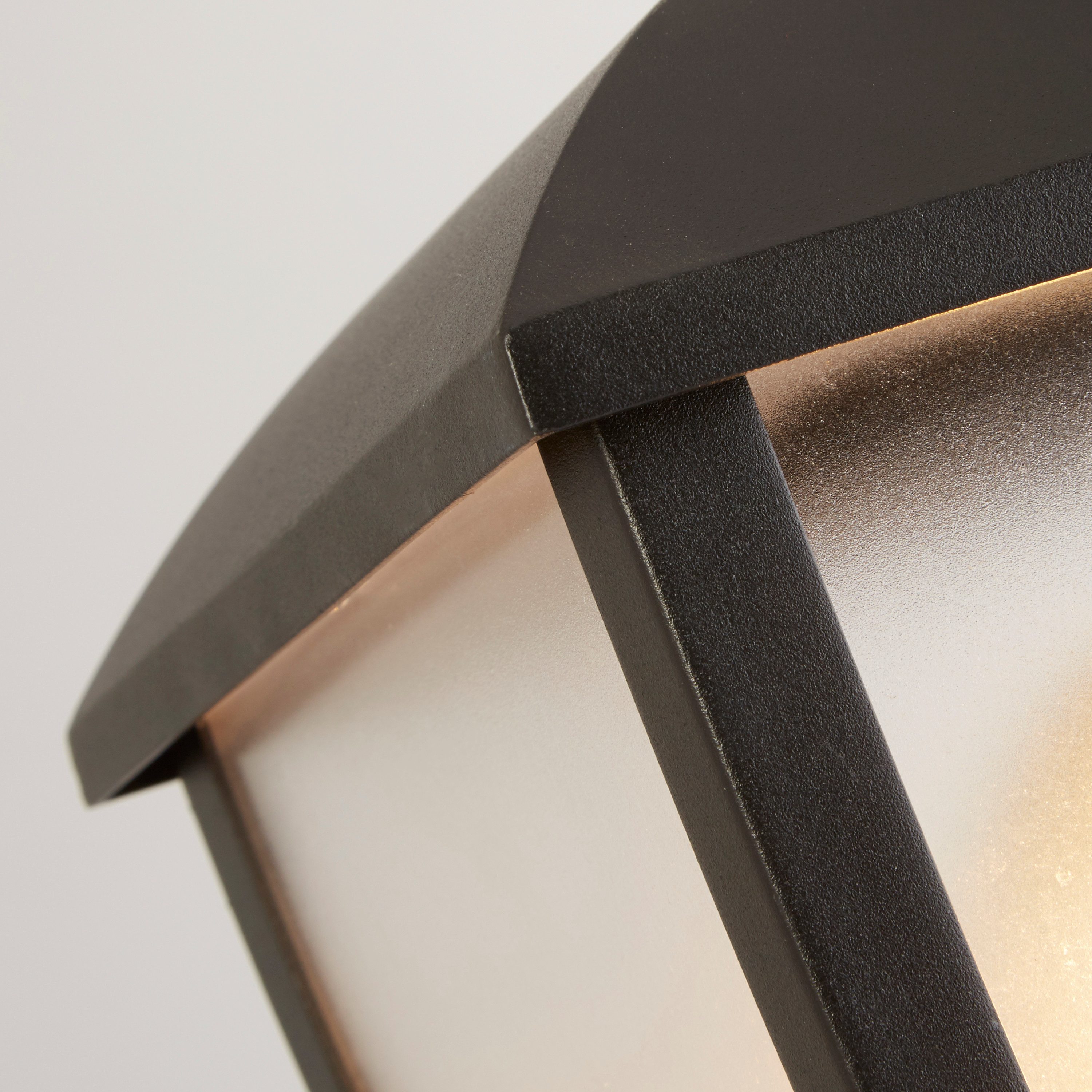 Searchlight Pollerleuchte Seattle Post - Black Metal & Clear Frosted Polycarbonate, Leuchtmittel wechselbar