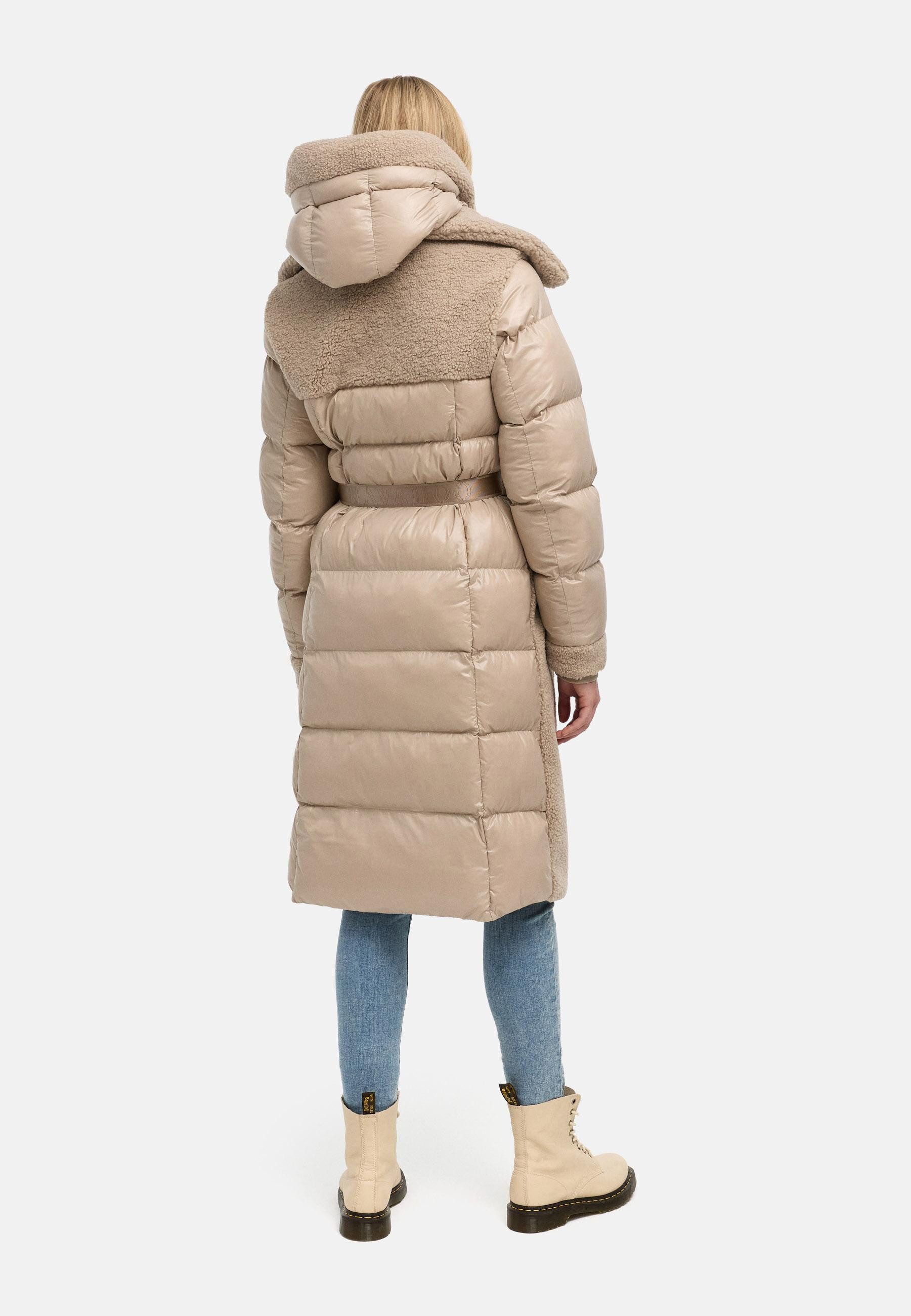 Navahoo Wintermantel Kuscheltraum 14 Modischer Damen Plüschmantel aus angesagtem Materialmix – Bild 2 von 5