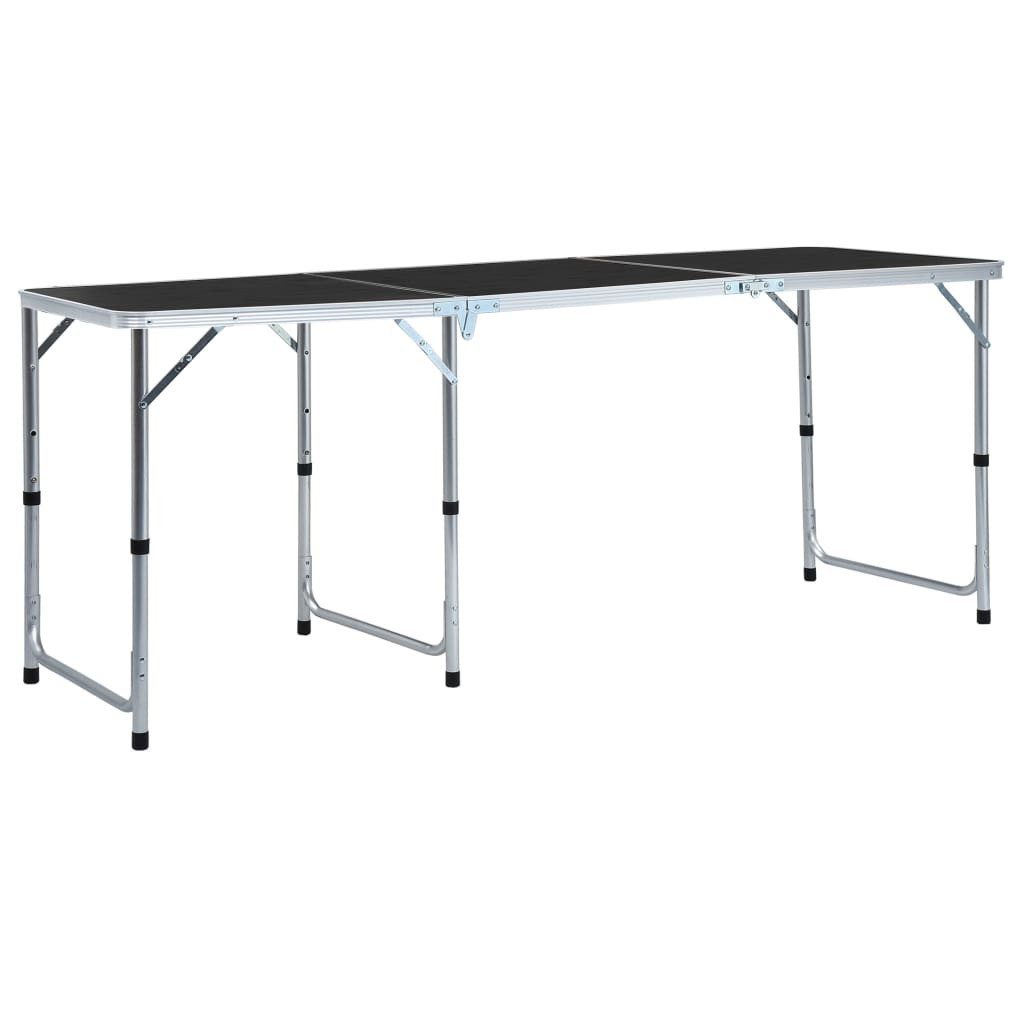 vidaXL Campingstuhl Klappbarer Campingtisch Grau Aluminium 180 x 60 cm (1 St)
