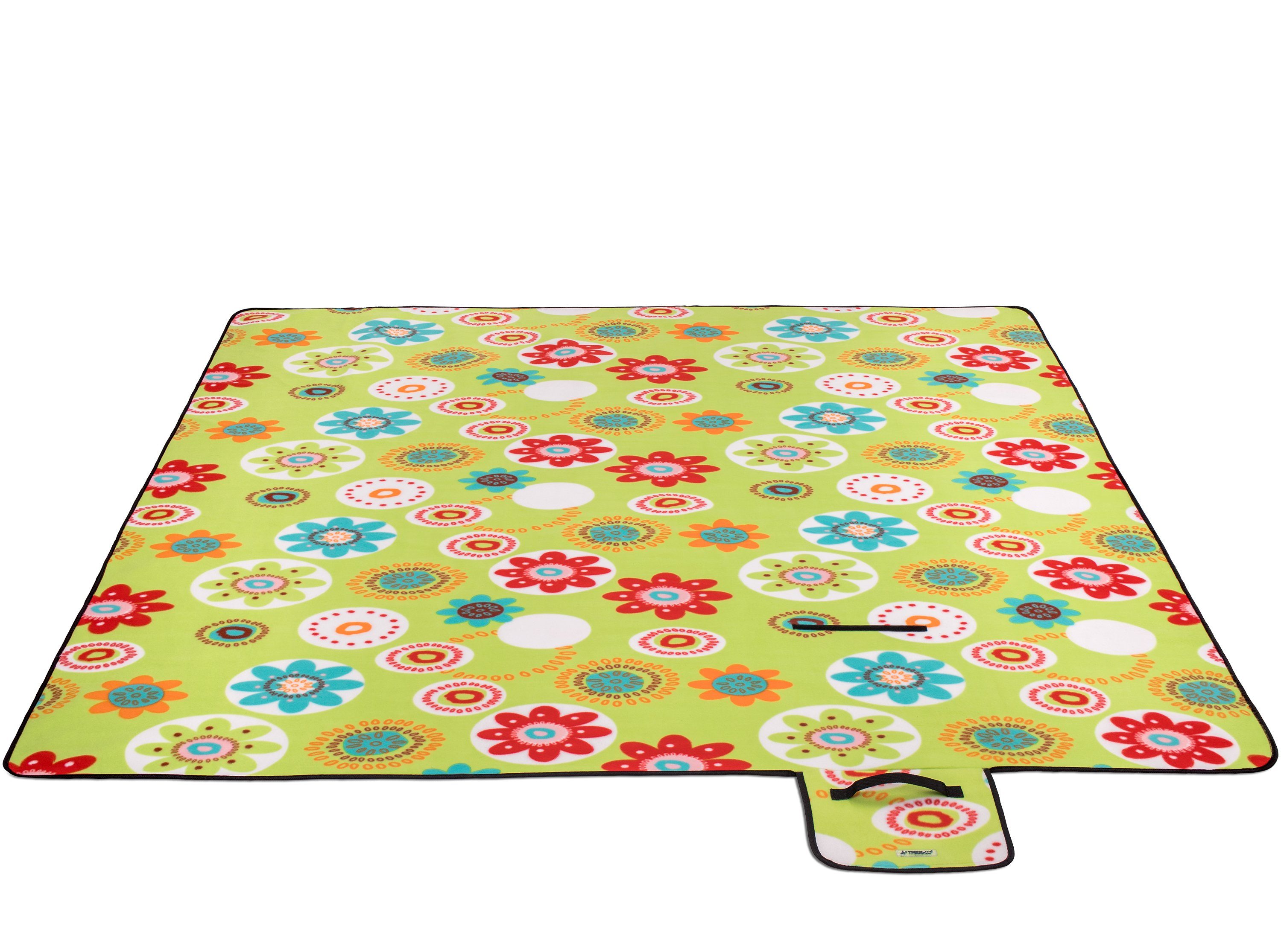 Picknickdecke XXL Outdoor für Wärmeisoliert Weich mit Blumenmuster cm & Wasserdicht, - Campingdecke Tragegriff, 200 TRESKO, Acryl x 200