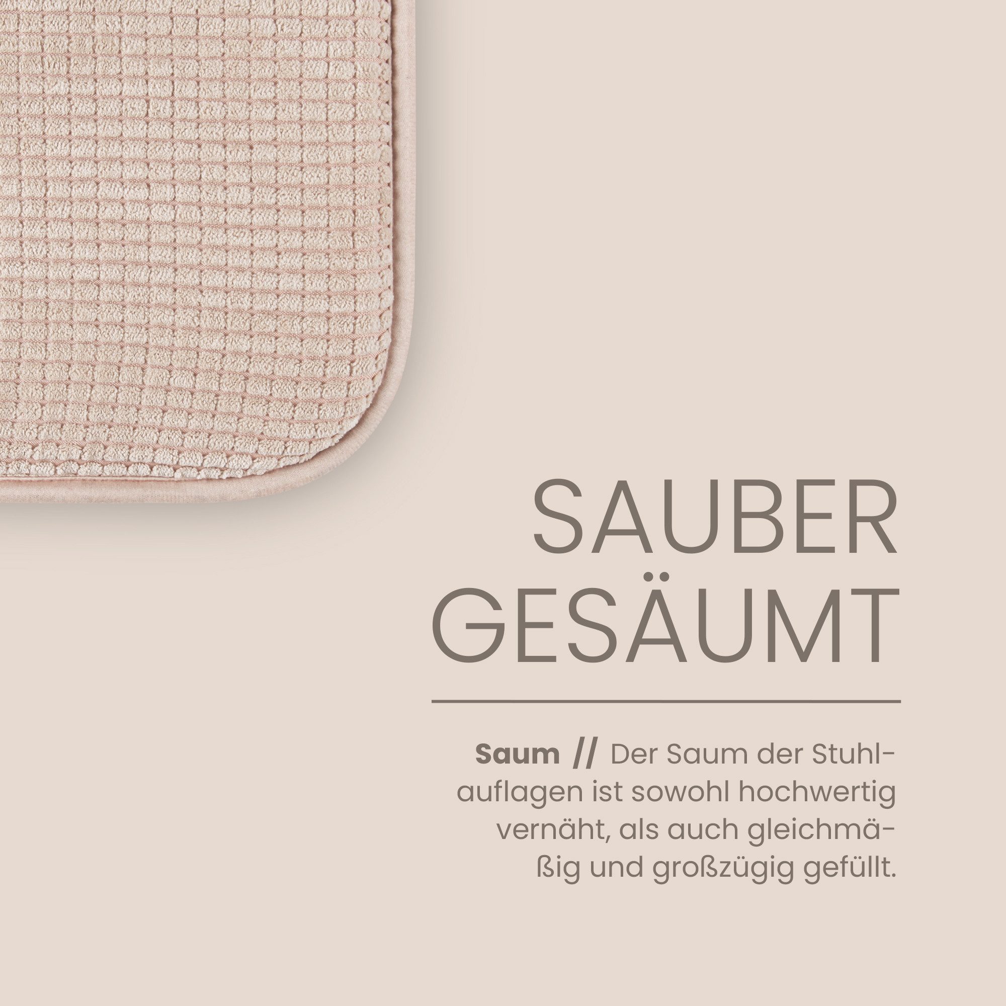 Bestlivings Stuhlkissen Struktur 38x38 cm – Anti-Rutsch-Rückseite, verschiedene Farben & Sets, pflegeleicht, komfortable Polsterung, für Indoor & Outdoor geeignet