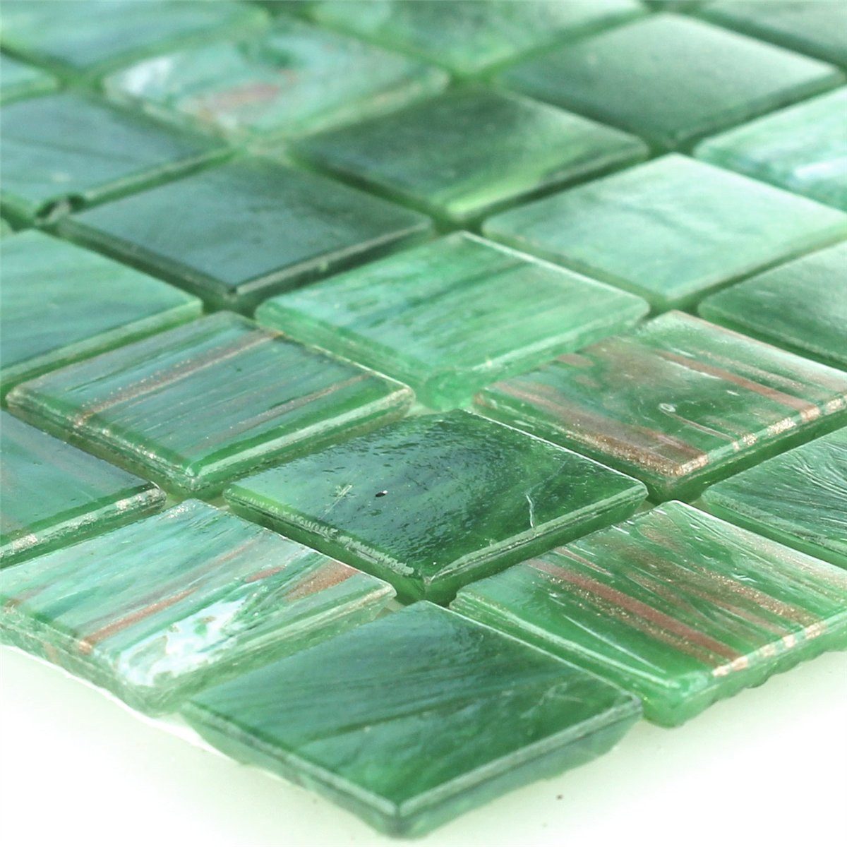 Mosafil Mosaikfliesen Glas Effekt Mosaik Fliese Gold Star Grün, Glas 32.700x30.500, braun-grün, Verlegefertig auf ein Netz geklebt - Frostsicher - Wasserfest -