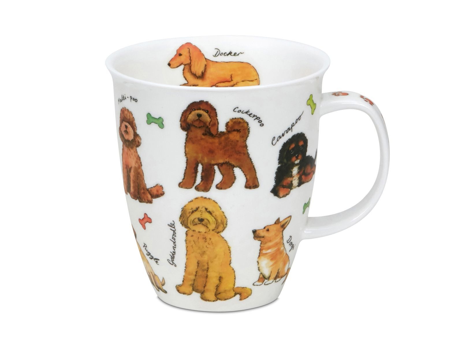 Dunoon Tasse Bone China Kaffeetasse 480ml Nevis Cats Becher mit Katzenrassen Motiv, 1-tlg., Spülmaschinengeeignet