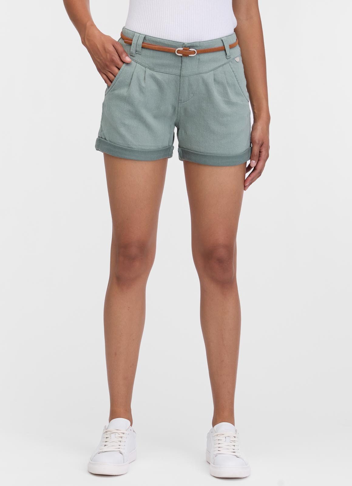 Ragwear Shorts HEEVEN (2-tlg) leicht verwaschener Twill zum Umschlagen mit Gürtel