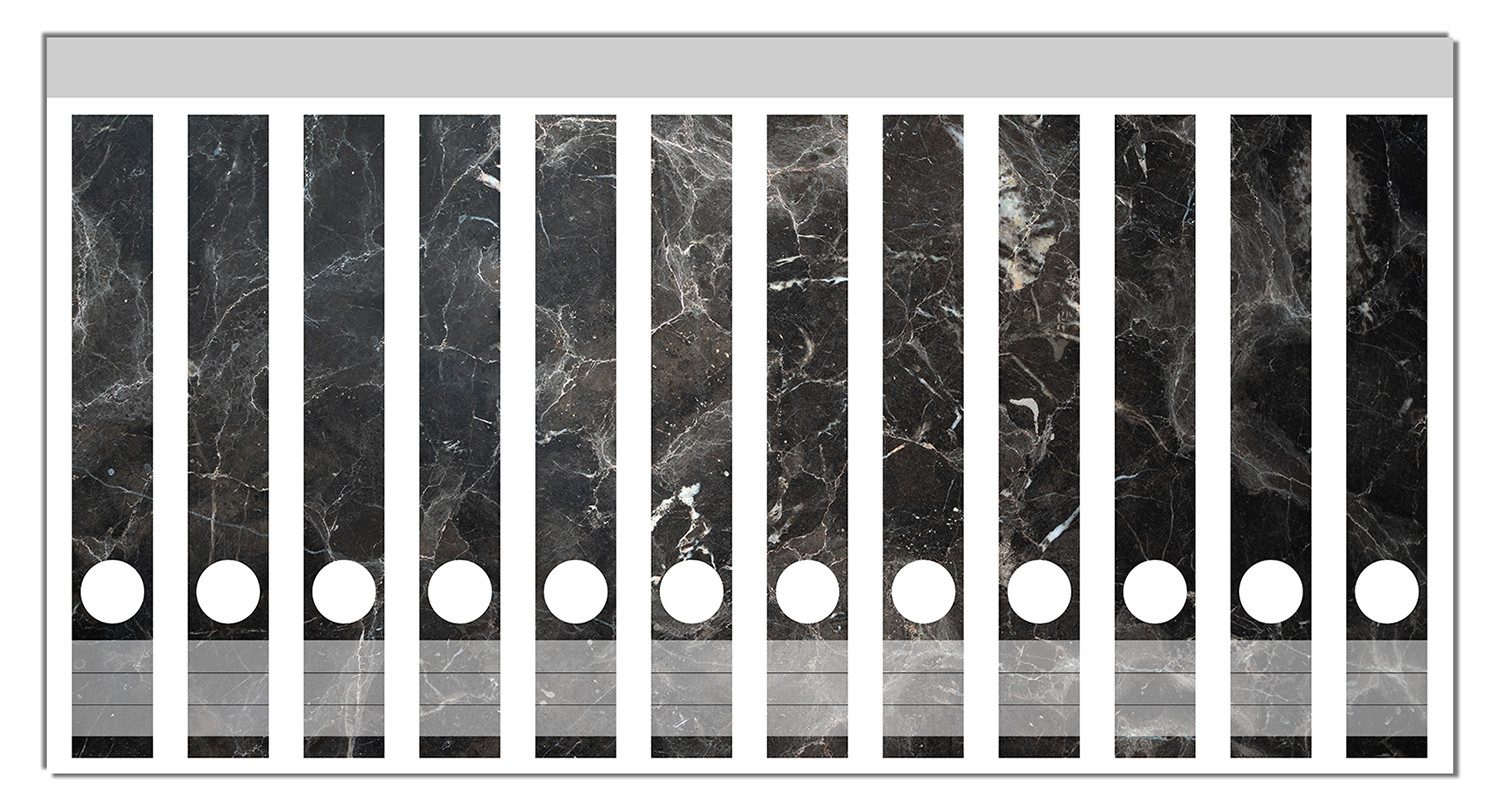 Wallario Etiketten Schwarze Marmor-Optik, Ordnerrücken-Sticker in verschiedenen Ausführungen