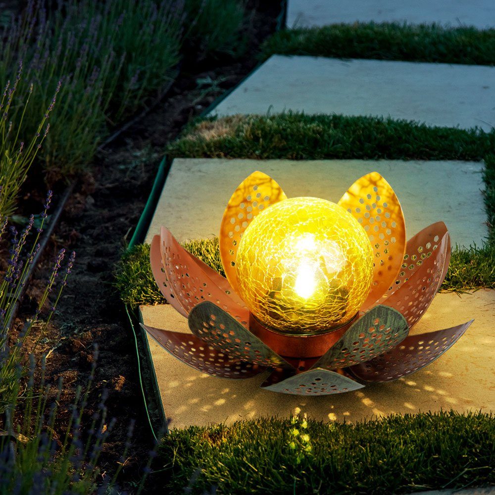 etc-shop LED-Leuchtmittel für Lotusblüte LED verbaut, Solarleuchte, Garten Deko fest Asia Außen Lotusblume Deko Leuchten Solar