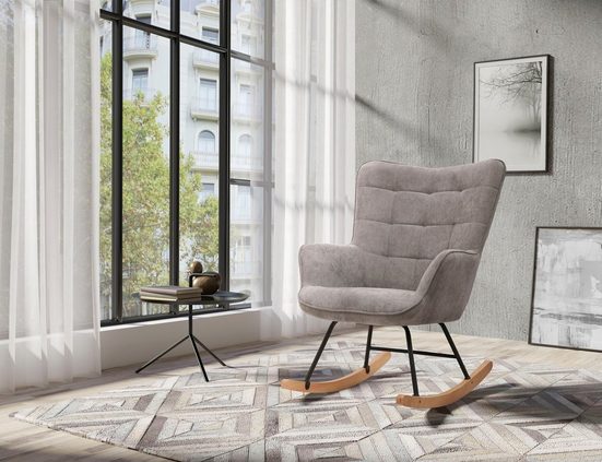 BYLIVING Schaukelstuhl RICHIE (1 St), moderne Metallbeine - Einrichtungsbeispiel