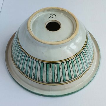 Casa Moro Waschbecken Orientalisches Keramik Waschbecken Fes111 Ø 35 cm grün rund, Marokkanisches Handwaschbecken handbemalt für Küche Badezimmer Gäste-Bad Einfach schöner Wohnen, WB35111, Handmade
