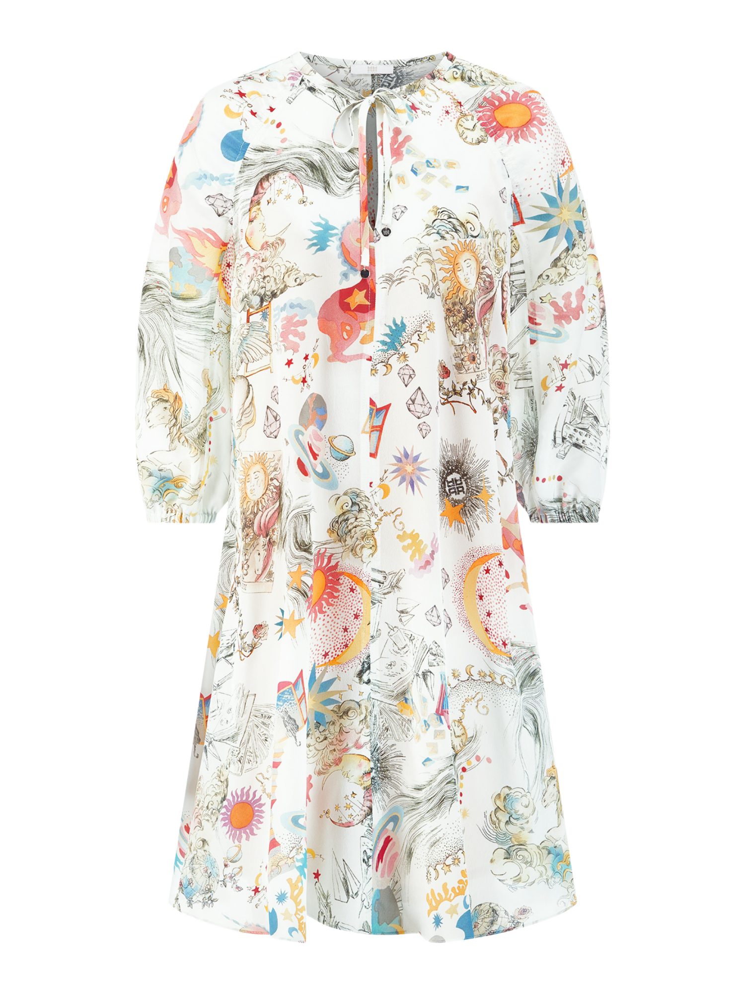 Riani Minikleid bunt,Freizeit,Viskose,Allover-Print,Rundhals,Lang,Regular Fit