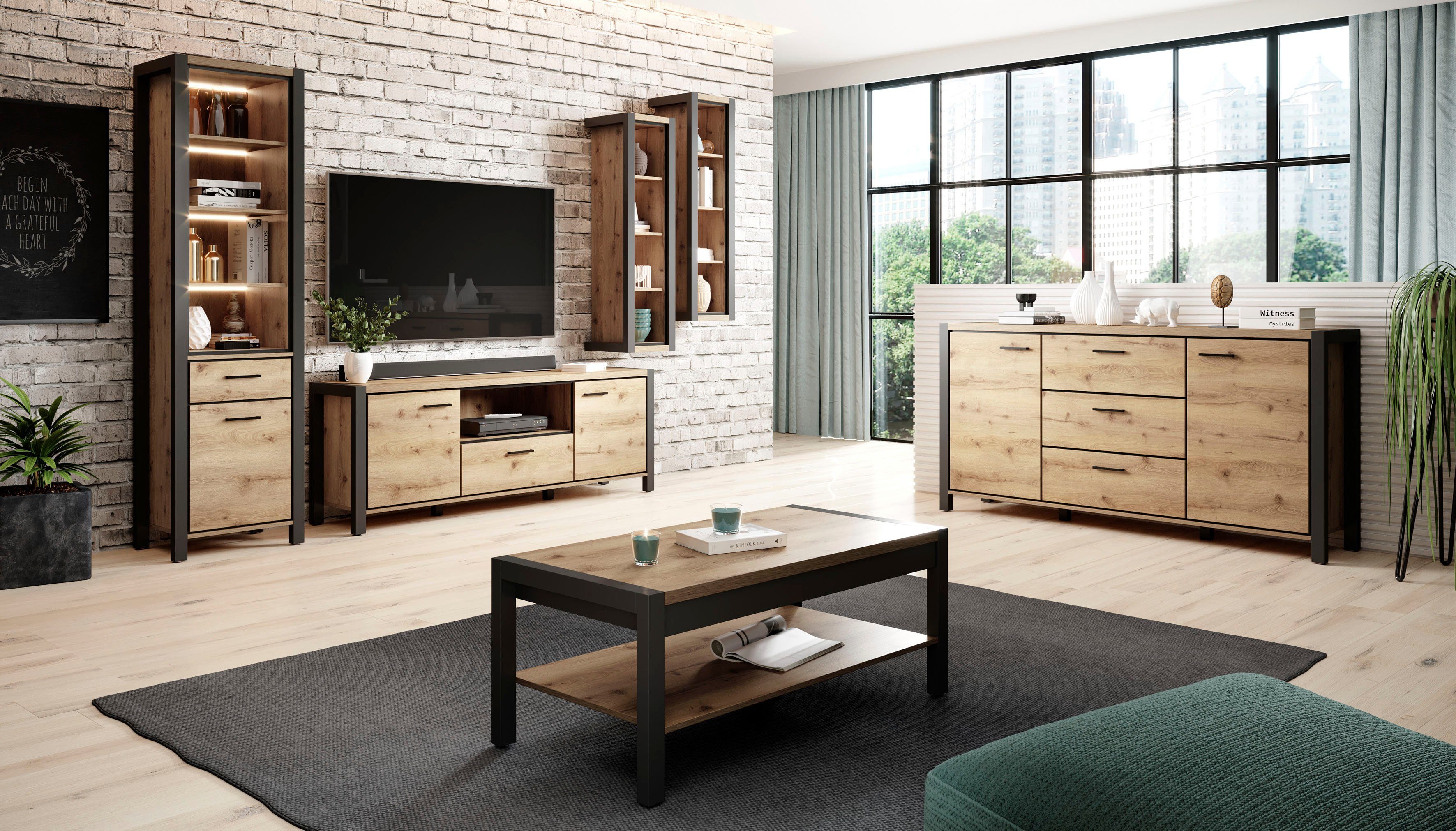 Home affaire Couchtisch Aktiv, (B/T/H): 120/60/48 cm, Mit einem Ablageboden