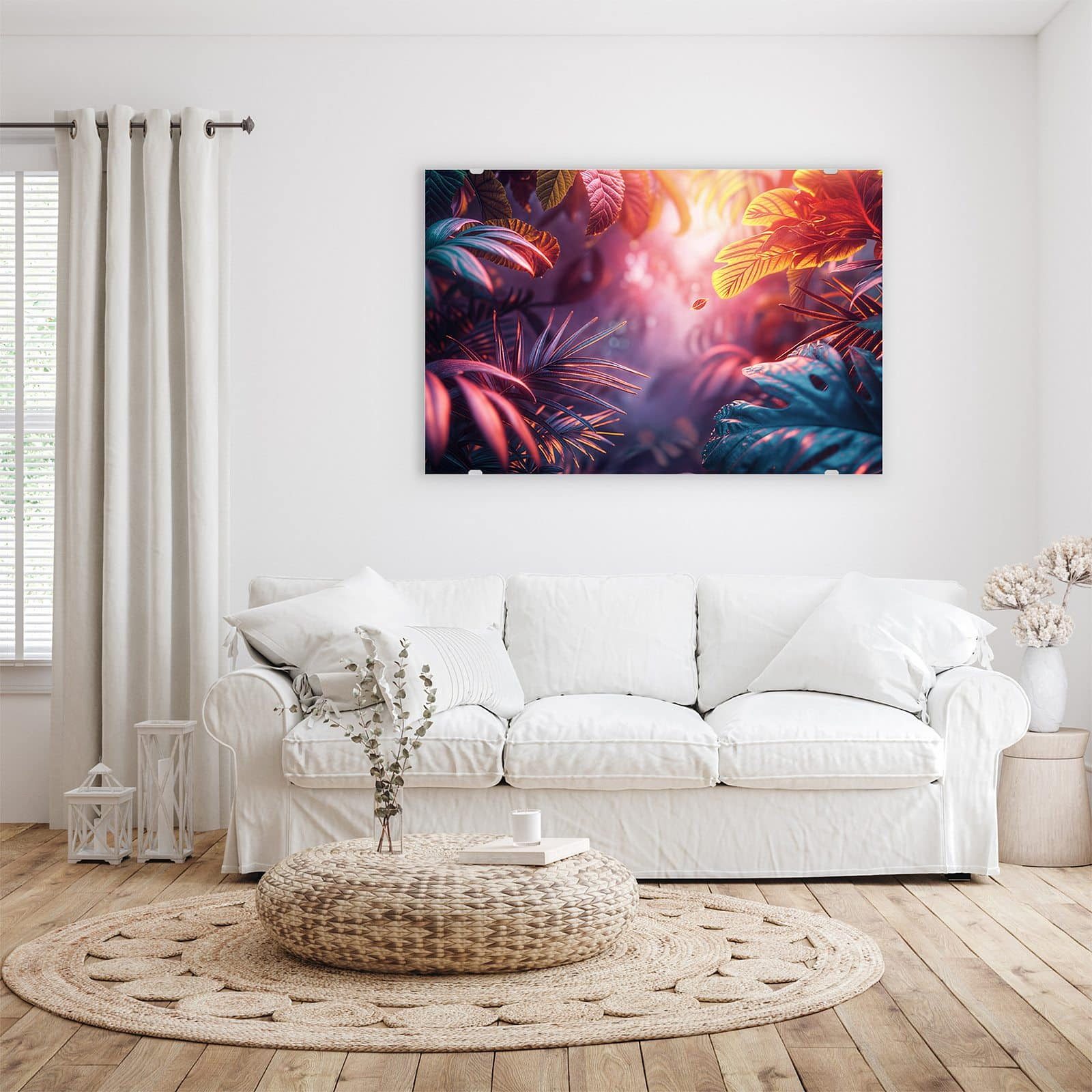 Primedeco Glasbild Wandbild Lichtdurchfluteter Dschungel mit Aufhängung, Bl günstig online kaufen