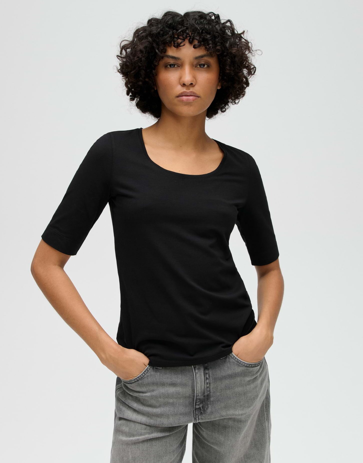 OPUS Kurzarmshirt Kurzarmshirt aus Jersey Slim Shirt aus Jersey