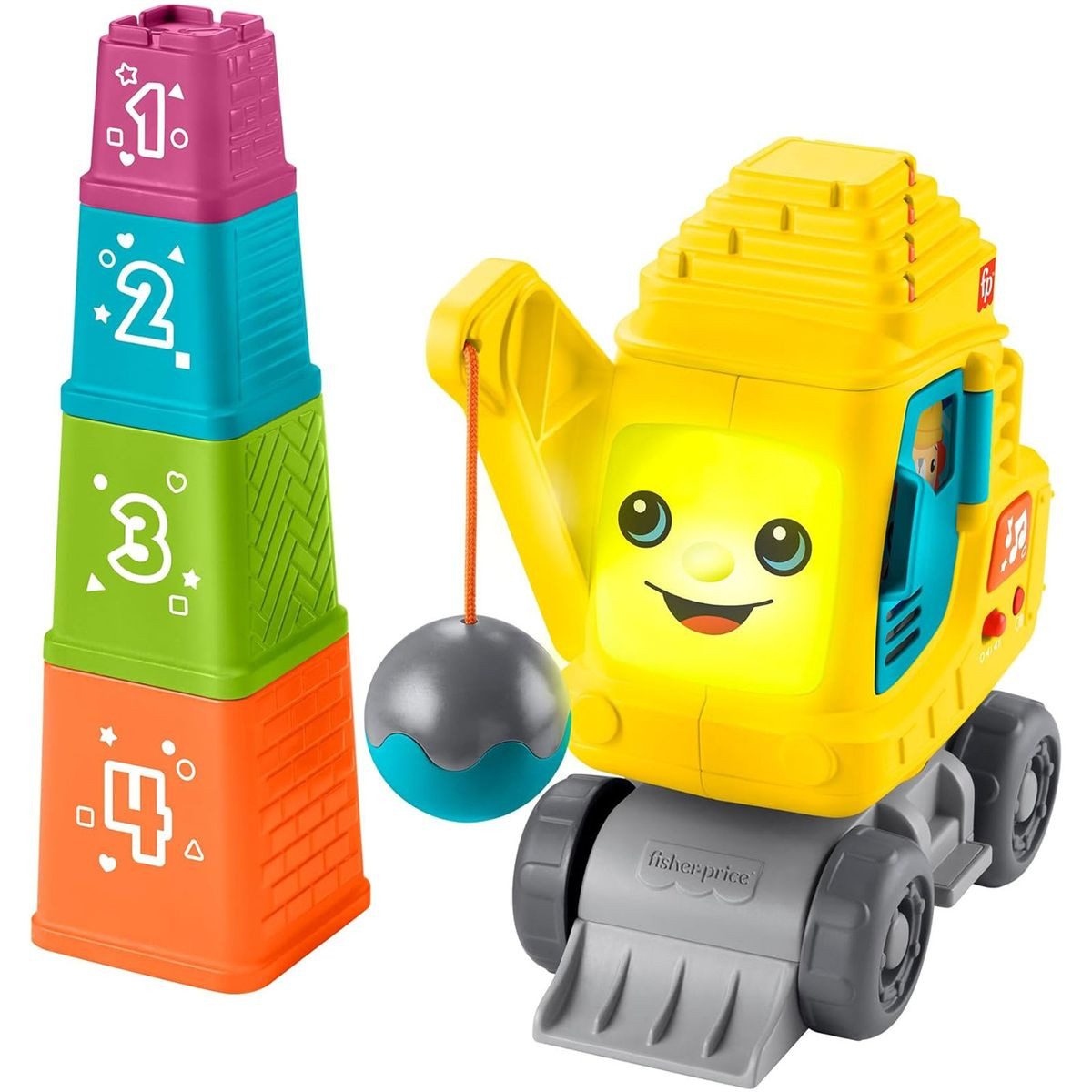 Mattel® Mattel HWY66 - Fisher-Price - Mein Zähl- und Stapelkran mit Licht und Spielbausteine